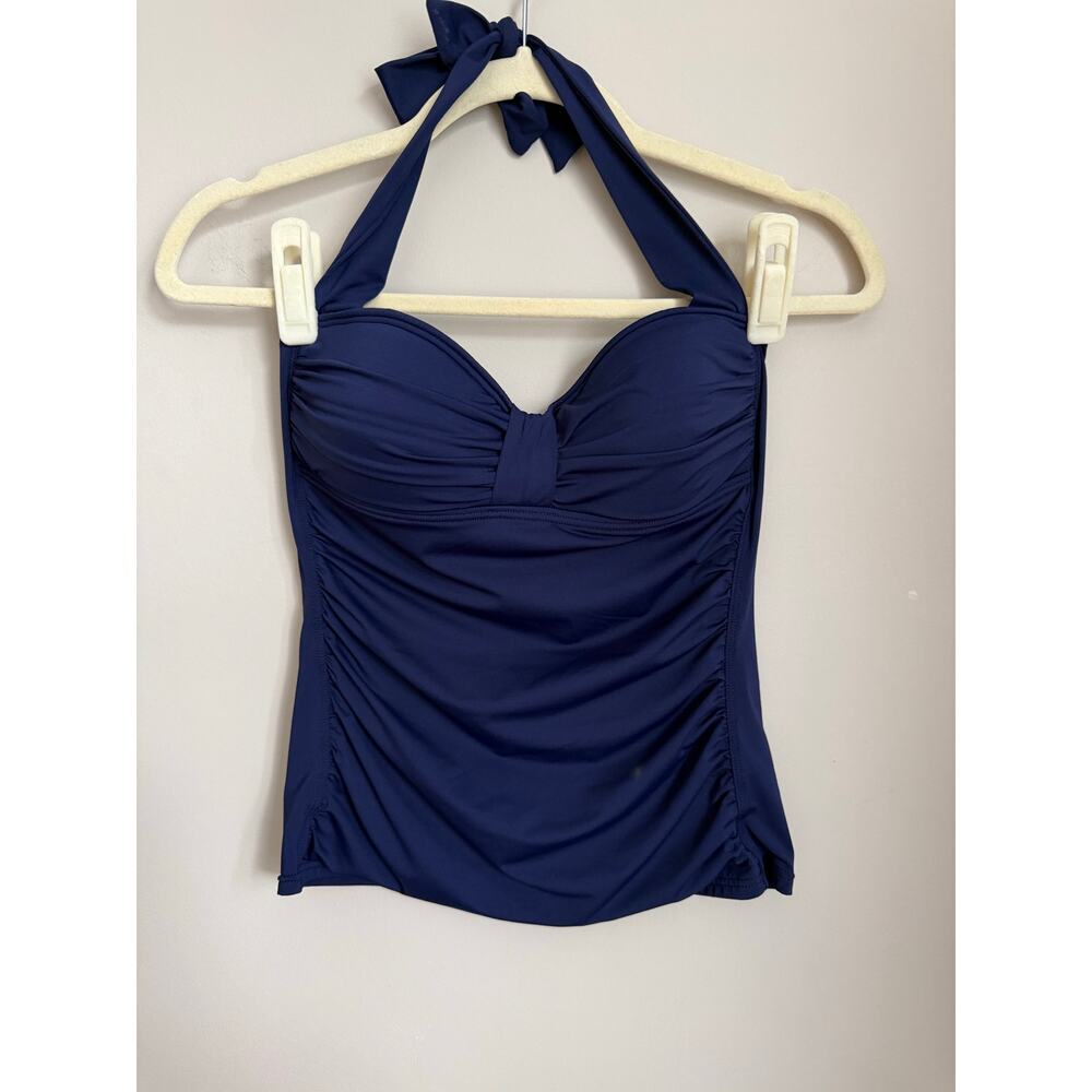 Tommy Bahama Navy Halter Tankini‎ Swim Top with Bow Bust Size XS